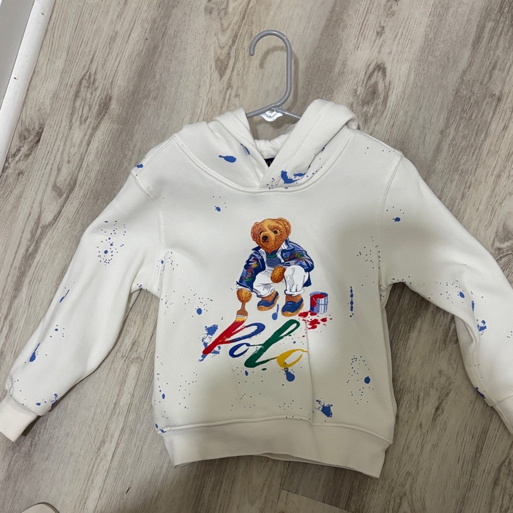 Polo by Ralph Lauren Kids White Hoodie with Colorful Bear Design